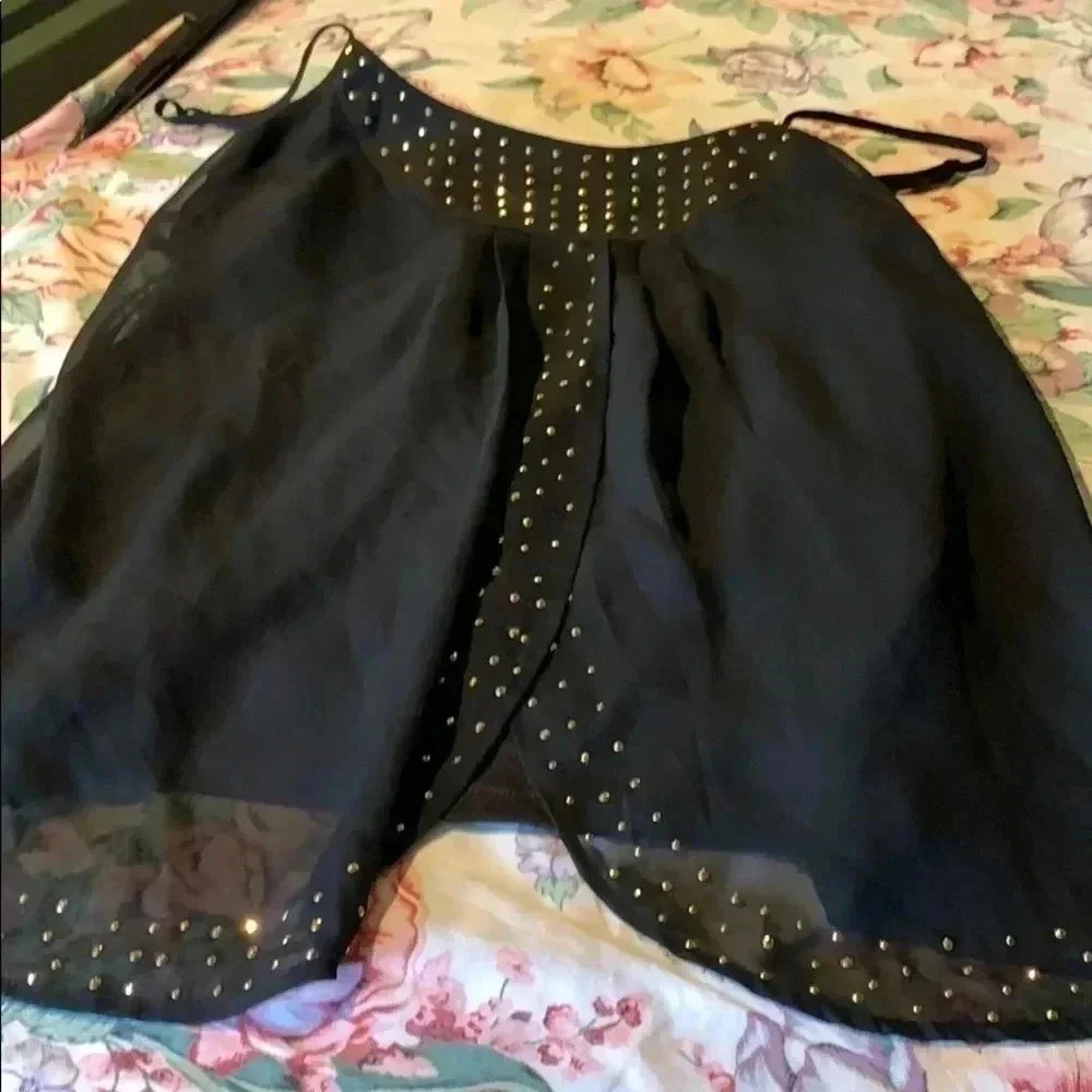 Vintage Candies black top with bling on the front thin straps size S